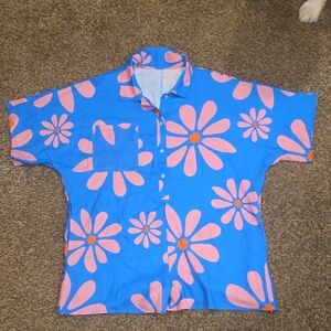 Blue and Pink Floral Romper